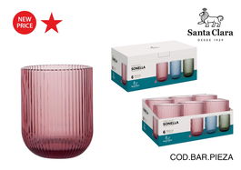 Santa Clara Vaso Sonella Morado 270 ml, 7.5x7.5x9 cm, 306 g (48 Unidades)