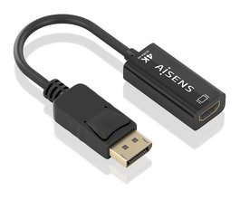AISENS - CONVERSOR DISPLAYPORT A HDMI 4K@60HZ, DP/M-HDMI/M, NEGRO, 15CM