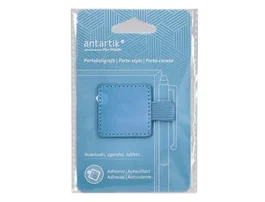 Antartik Portabolígrafo Autoadhesivo con Elástico para Cuaderno, Azul Claro, 40x40 mm