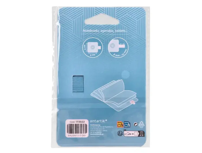 Antartik Portabolígrafo Autoadhesivo con Elástico para Cuaderno, Azul Claro, 40x40 mm