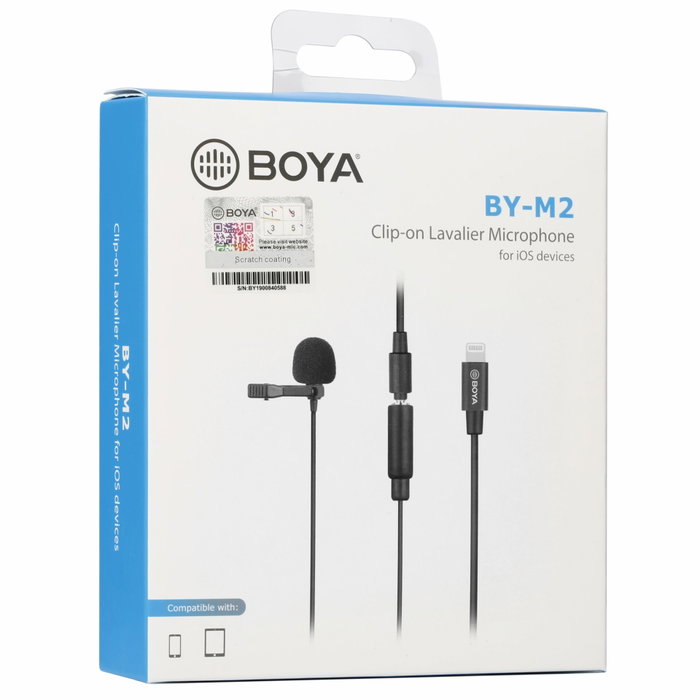 Boya BY-M2 Micrófono de solapa omnidireccional con conector Lightning Boya BY-M2 Micrófono de solapa omnidireccional con conector Lightning
