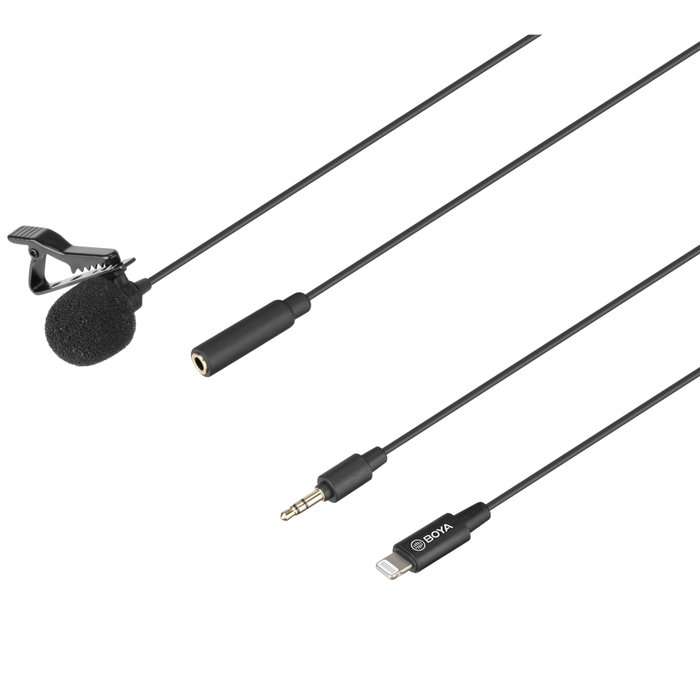 Boya BY-M2 Micrófono de solapa omnidireccional con conector Lightning Boya BY-M2 Micrófono de solapa omnidireccional con conector Lightning
