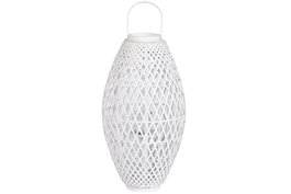 DKD Home Decor Portavela Shabby Blanco Bambú Cristal 40 x 75 x 40 cm (2 Unidades)