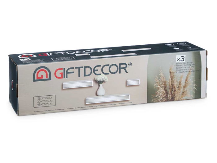 Giftdecor Tres Estantes Espejo 15 cm, 30 cm, 45 cm Negro (Set de 4) Giftdecor Tres Estantes Espejo 15 cm, 30 cm, 45 cm Negro (Set de 4)