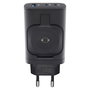 RealPower PC-43 Watch Cargador de 43W, Negro, 2x USB-C, 1x USB-A, Quick Charge 3.0, Power Delivery 20W, Carga Inalámbrica, para Reloj Inteligente, Tableta, Batería Portátil