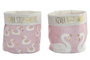 DKD Home Decor Cesta Baby Rosa Palo Blanco 15 x 16 x 15 cm (6 Unidades)