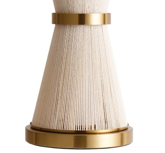 DKD Home Decor Lámpara de sobremesa Algodón y Metal Crudo y Dorado