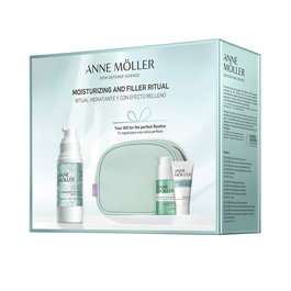 Anne Möller Blockâge Ritual Estuche 4 pz - Suero Hidratante con Ácido Hialurónico, Crema, Gel Limpiador y Neceser - Efecto Relleno y Luminosidad