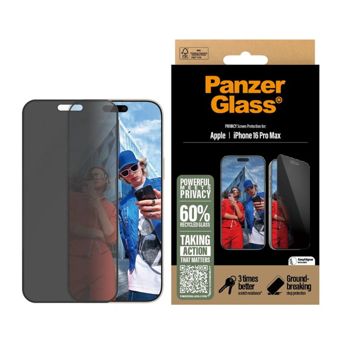 PanzerGlass Protector de pantalla con privacidad para iPhone 16 Pro Max Ultra-Wide-Fit