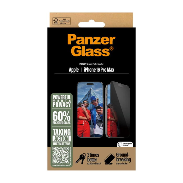 PanzerGlass Protector de pantalla con privacidad para iPhone 16 Pro Max Ultra-Wide-Fit