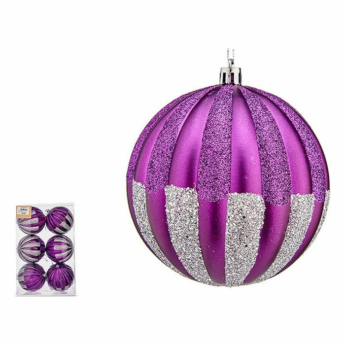Set de Bolas de Navidad Krist+ Morado Plateado PVC 10 cm (6 Unidades)