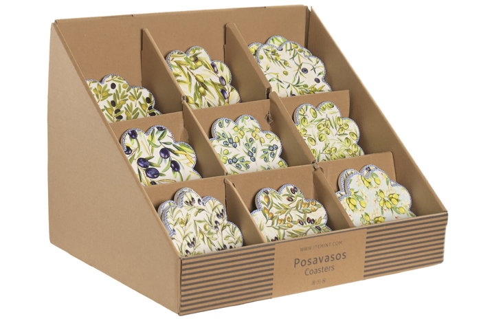 DKD Home Decor Posavasos Olivo de Dolomita y Corcho, 12 Unidades DKD Home Decor Posavasos Olivo de Dolomita y Corcho, 12 Unidades
