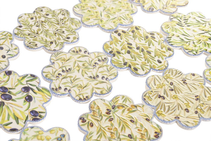 DKD Home Decor Posavasos Olivo de Dolomita y Corcho, 12 Unidades DKD Home Decor Posavasos Olivo de Dolomita y Corcho, 12 Unidades