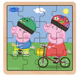 BARBO-TOYS Peppa Pig bicicletas puzzle de madera 16 piezas