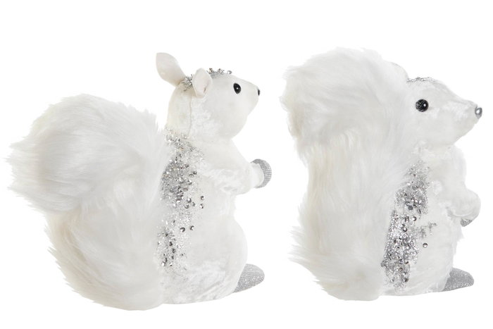 DKD Home Decor Figura de Ardilla en Espuma y Poliéster, Surtido de 2 unidades, Blanco DKD Home Decor Figura de Ardilla en Espuma y Poliéster, Surtido de 2 unidades, Blanco