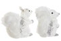DKD Home Decor Figura de Ardilla en Espuma y Poliéster, Surtido de 2 unidades, Blanco