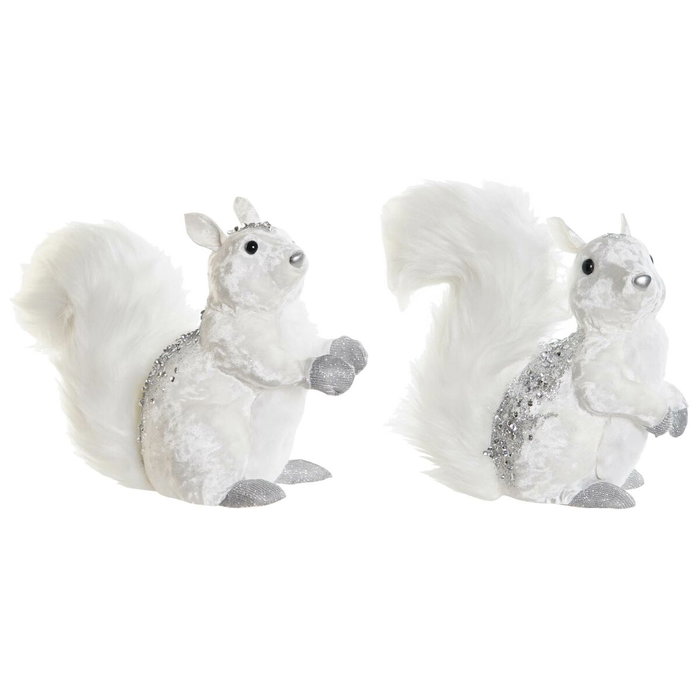 DKD Home Decor Figura de Ardilla en Espuma y Poliéster, Surtido de 2 unidades, Blanco DKD Home Decor Figura de Ardilla en Espuma y Poliéster, Surtido de 2 unidades, Blanco