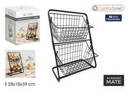 Inde Prj Frutero Metal Doble para Fruta y Verduras, 28 x 18 x 39 cm (6 Unidades)