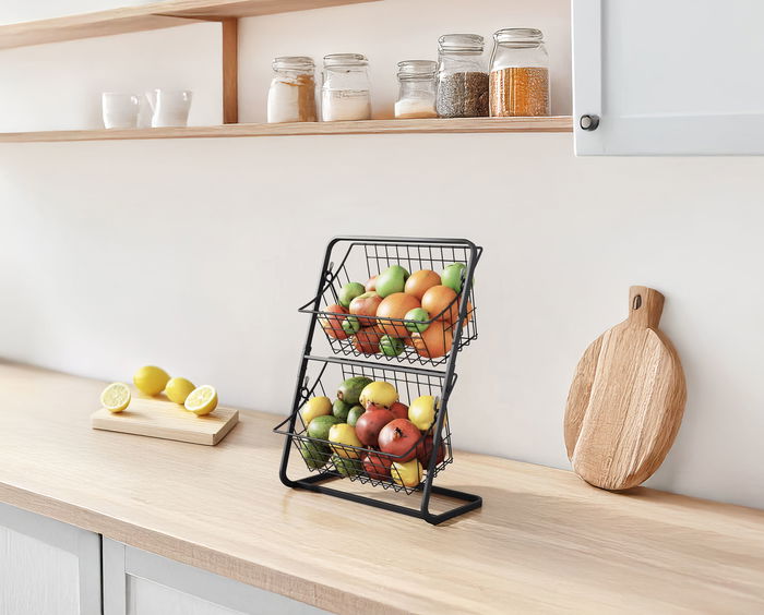 Inde Prj Frutero Metal Doble para Fruta y Verduras, 28 x 18 x 39 cm (6 Unidades)