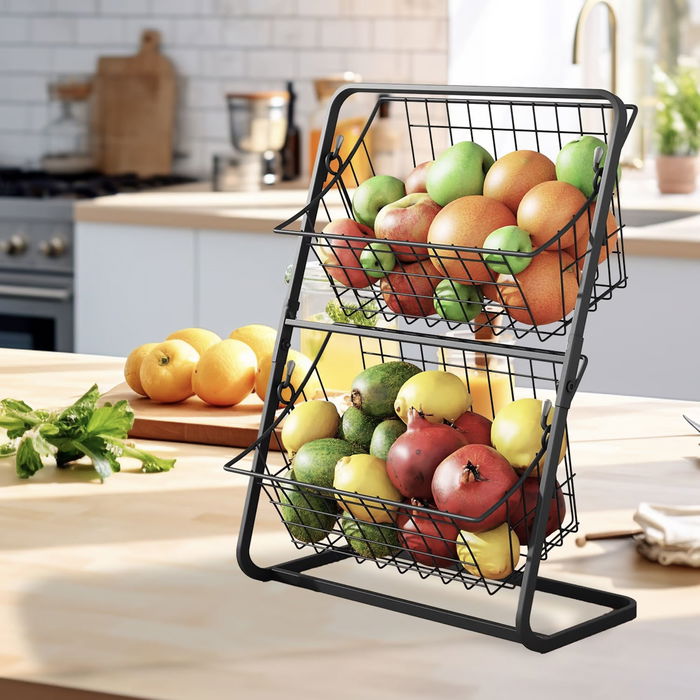 Inde Prj Frutero Metal Doble para Fruta y Verduras, 28 x 18 x 39 cm (6 Unidades)