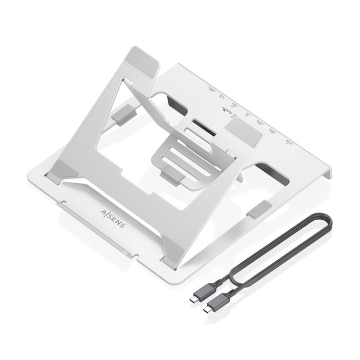 Aisens Soporte Ajustable para Portátil/Tablet con Docking USB-C 7 en 1, Gris Aisens Soporte Ajustable para Portátil/Tablet con Docking USB-C 7 en 1, Gris