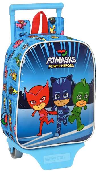 Safta 232+carro 805 Mochila con carro Pjmasks 22x27x10cm para niños 3+ años