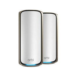 NETGEAR Orbi 970 Series Quad-Band WiFi 7 Mesh System (2-Pack) Blanco, 27 Gbps, Satélite de Malla, 12 Antenas Internas, WPA3