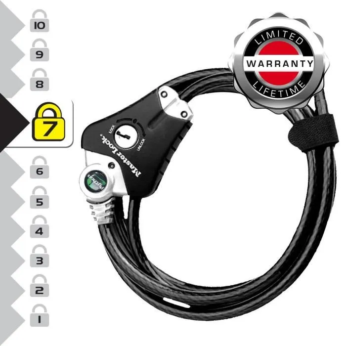 Master Lock Cable Antirrobo Patentado Ajustable de 30 cm a 1.8 m para Seguridad Exterior