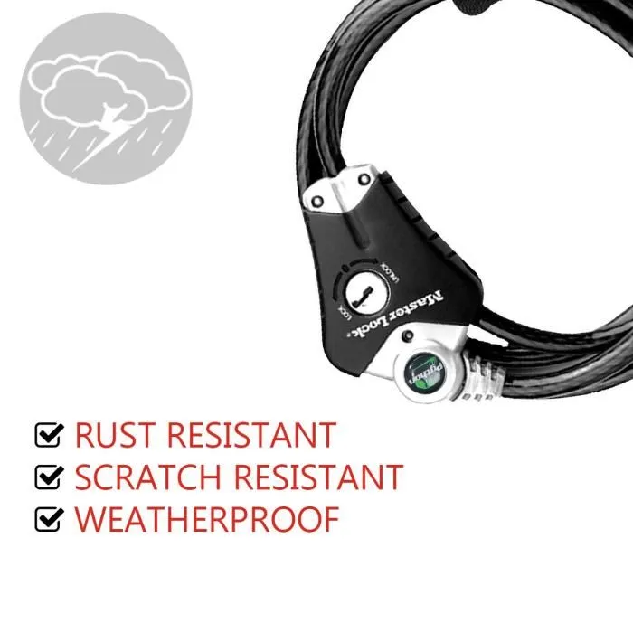 Master Lock Cable Antirrobo Patentado Ajustable de 30 cm a 1.8 m para Seguridad Exterior