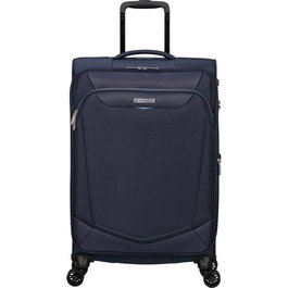 American Tourister Maleta Spinner Summerride 69cm Expandible 4 Ruedas Dobles, Cerradura TSA, Interior Recyclex, Color Azul Marino 69x43x29cm