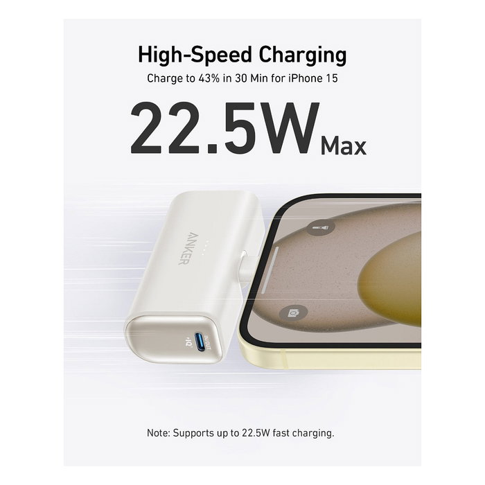 Anker A1653021 Nano Powerbank 5000 mAh con Power Delivery de 22.5 W, carga rápida de 18 W, USB-C, color beige