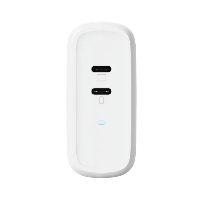 Trust Maxo Cargador de Pared USB-C Doble 65W con Carga Rápida PD 3.0, Protección Sobrecarga/Sobrecorriente, Blanco, Enchufe EU