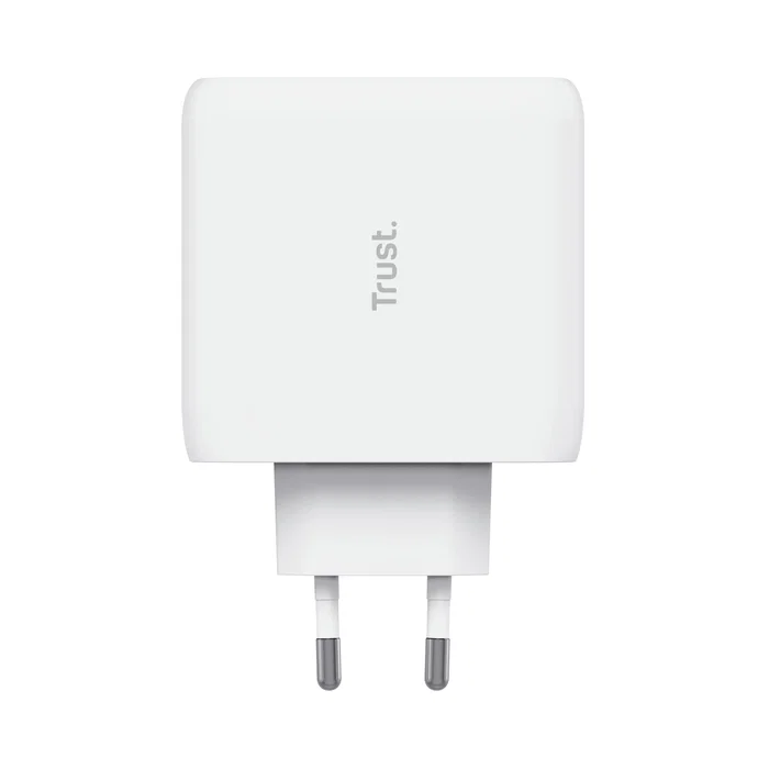 Trust Maxo Cargador de Pared USB-C Doble 65W con Carga Rápida PD 3.0, Protección Sobrecarga/Sobrecorriente, Blanco, Enchufe EU