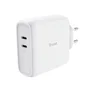 Trust Maxo Cargador de Pared USB-C Doble 65W con Carga Rápida PD 3.0, Protección Sobrecarga/Sobrecorriente, Blanco, Enchufe EU