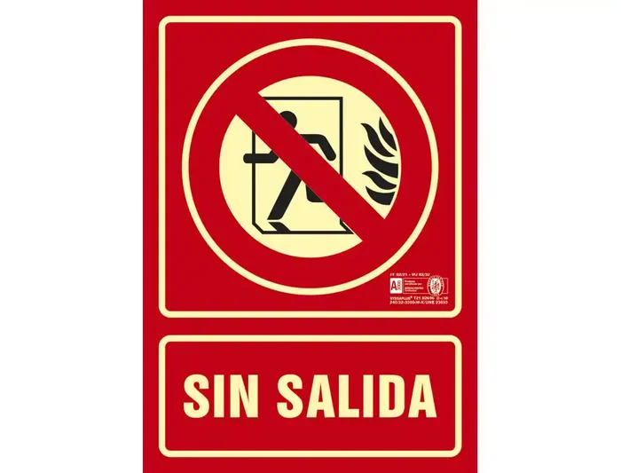 Syssa Señal de No Hay Salida PVC Fotoluminiscente 210x297 mm Syssa Señal de No Hay Salida PVC Fotoluminiscente 210x297 mm