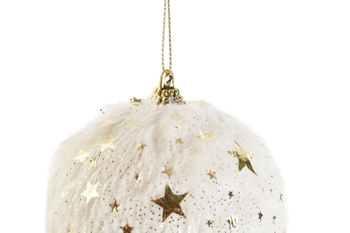 DKD Home Decor Bola de Decoración Estrella Blanco y Dorado, Pack de 24 unidades
