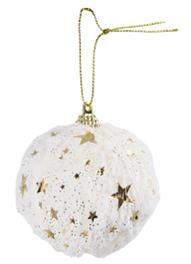 DKD Home Decor Bola de Decoración Estrella Blanco y Dorado, Pack de 24 unidades