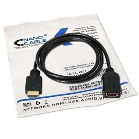 Cable Alargador HDMI Nanocable 10.15.1003/ HDMI Macho - HDMI Hembra/ 3m/ Negro