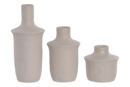 DKD Home Decor Set de 3 Jarrones de Gres Crudo con Acabado Rugoso
