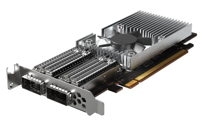 QNAP Tarjeta de Red Interna QXG-100G2SF-E810 Dual Port 100GbE SFP28, PCIe 4.0 x8, para NAS, 100 Gbit/s, Fibra