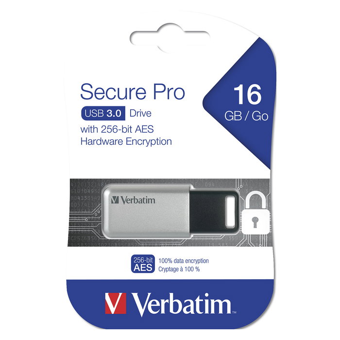 Verbatim Secure Pro 16GB USB 3.2 Gen 1 Pendrive Plata para PC y MAC Verbatim Secure Pro 16GB USB 3.2 Gen 1 Pendrive Plata para PC y MAC