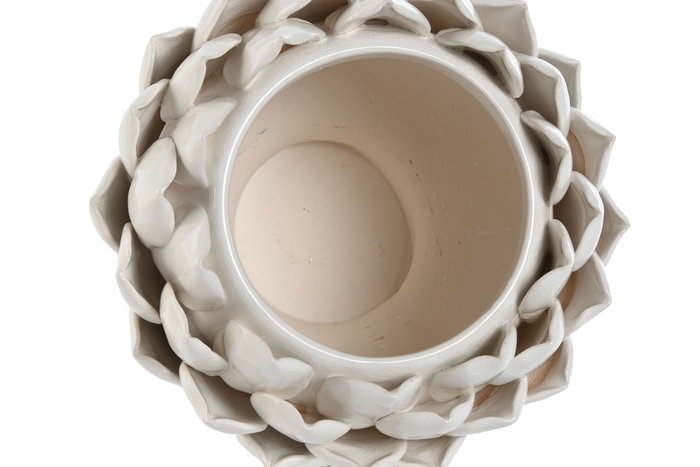 DKD Home Decor Portavelas de Gres Piña Blanco