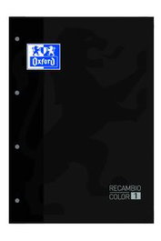 OXFORD Paquete de 5 Recambios Color1 Negro A4 80 Hojas 4 Taladros 90g Cuadrícula 5x5