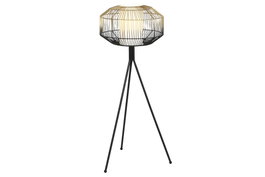 DKD Home Decor Lámpara de Pie Negro Dorado 39 x 103 x 39 cm Hierro Algodón
