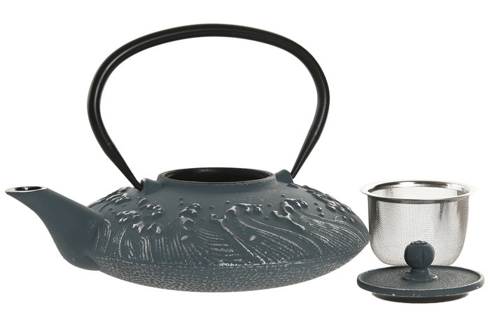 DKD Home Decor Tetera Oriental Azul Blanco Hierro Colado Inox 2 Unidades 14 x 21 x 17.5 cm