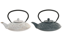 DKD Home Decor Tetera Oriental Azul Blanco Hierro Colado Inox 2 Unidades 14 x 21 x 17.5 cm