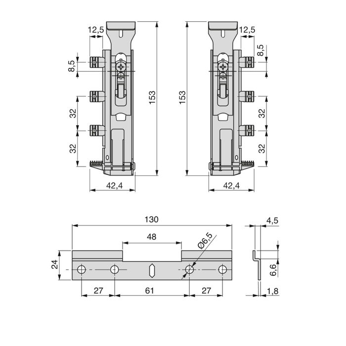 Emuca Lote de 5 kits de colgadores ocultos para módulos altos Levelup1 con pletina, Acero, Cincado