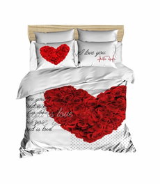 L'essentiel linge de maison 196 Juego de Funda de Edredón Doble, Rojo y Blanco, 200x220cm, Microsatín Poliéster y Algodón, Impresión 3D