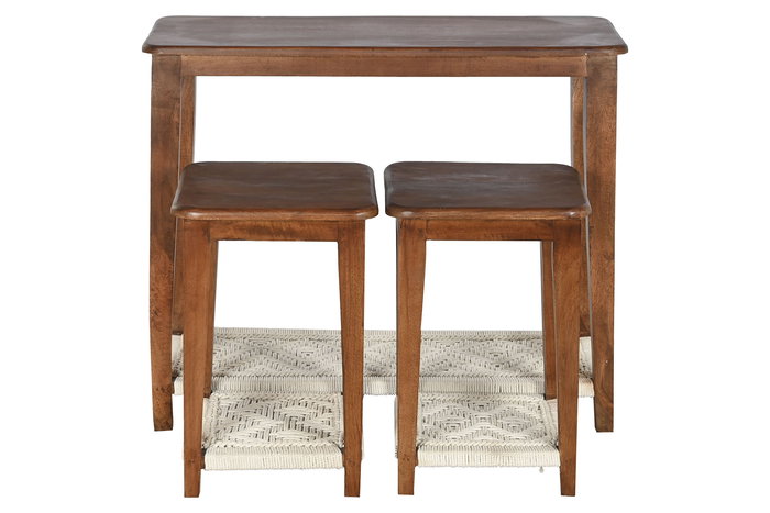 DKD Home Decor Consola Colonial Marron Crudo Mango Algodon 95x81x40 cm Set de 3