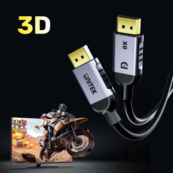 Unitek Cable DisplayPort 1.4 8K 60Hz 4K 240Hz HD 3m